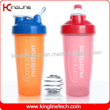 600ml Plastic Protein Shaker Bottle with Blender mixer Ball and Handle (KL-7010D)